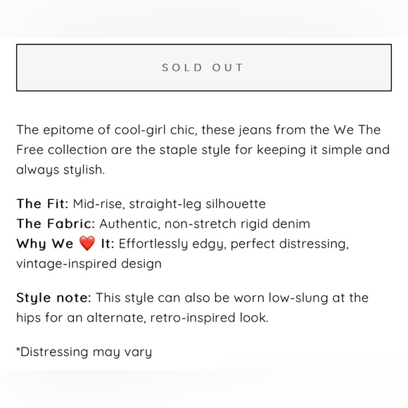 Free People Maggie mid-rise straight denim in the color onyx.  NWT Sz 27, 29. - Picture 5 of 6